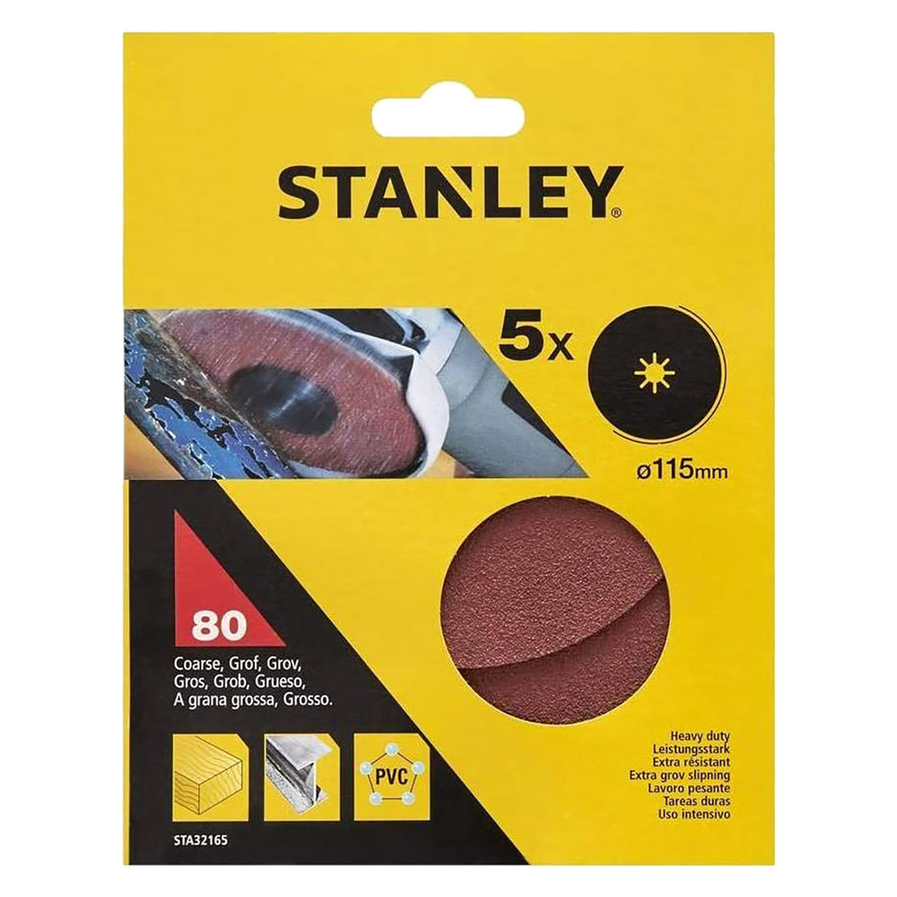 Disco in carta abrasiva per smerigliatrici Ø 115 – gr. 80 Stanley