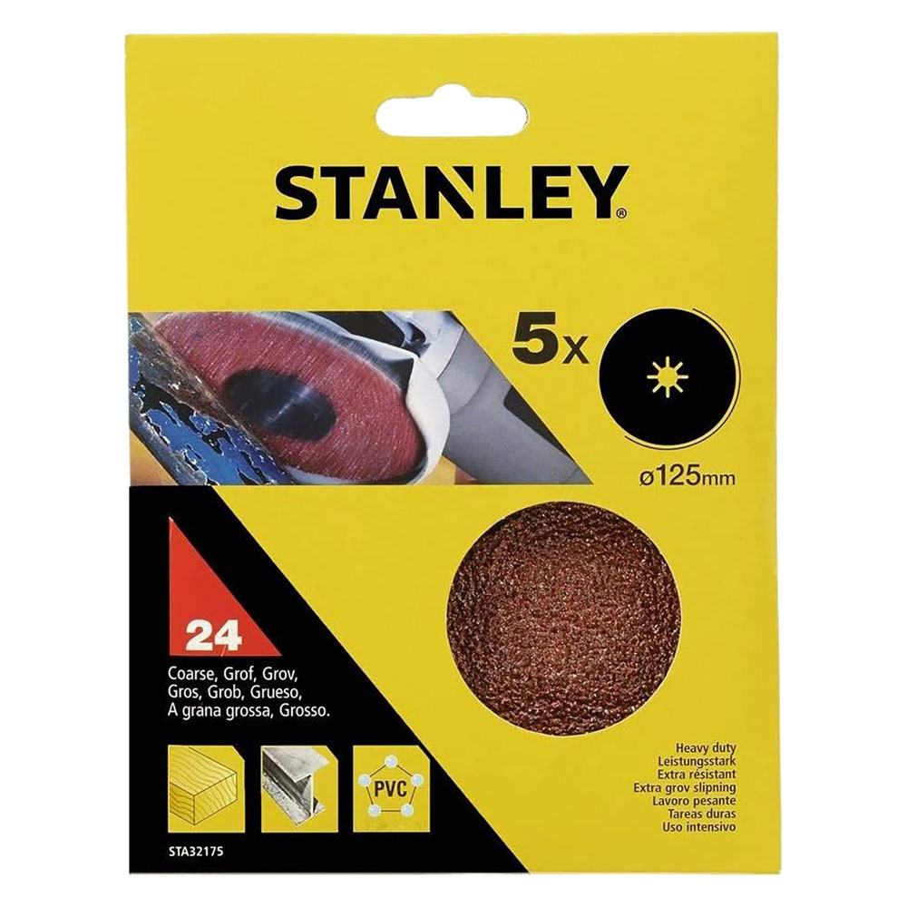 Disco in carta abrasiva per smerigliatrici Ø 125 – gr. 24 Stanley