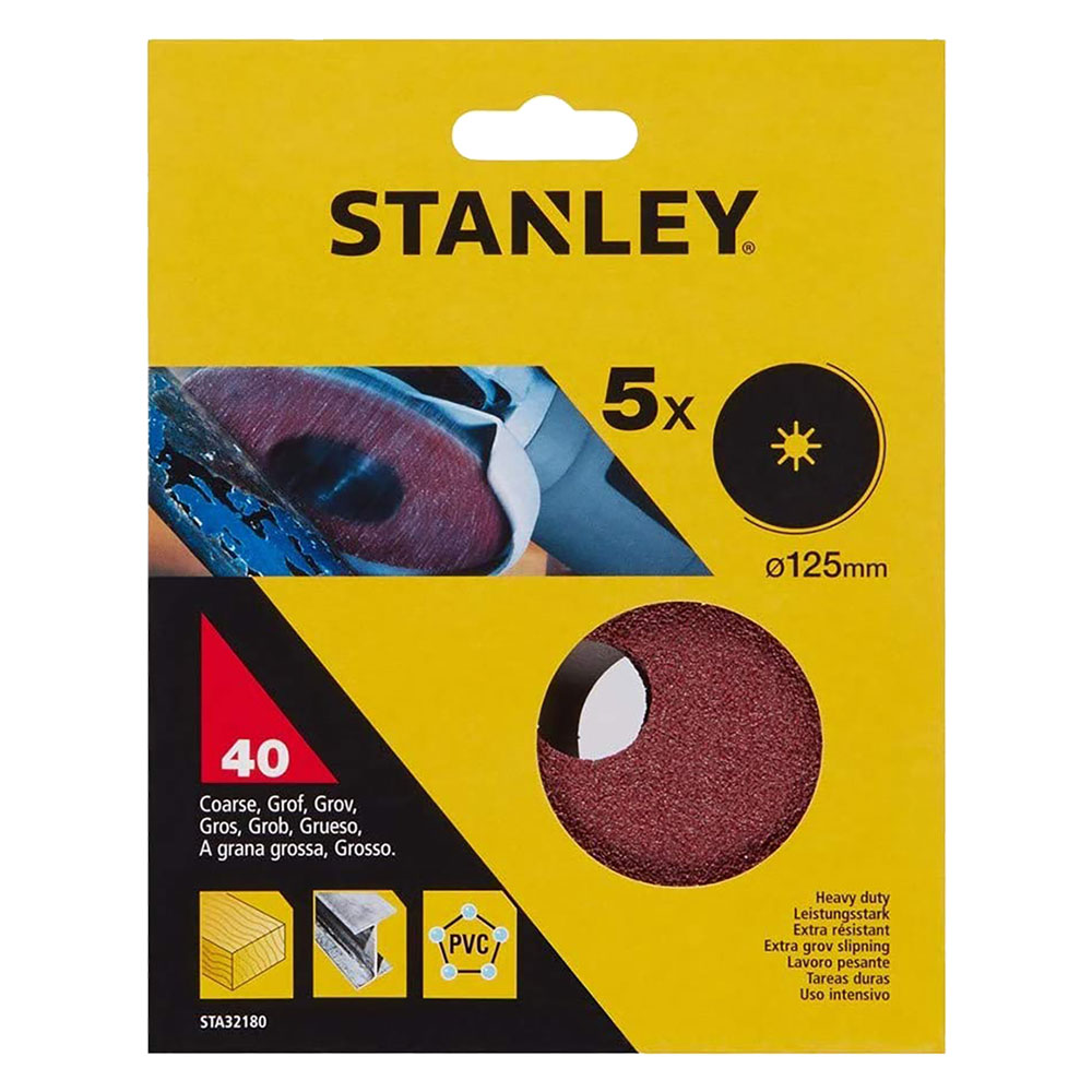 Disco in carta abrasiva per smerigliatrici Ø 125 – gr. 40 Stanley