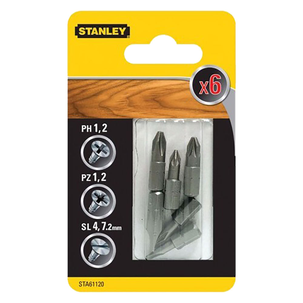 Inserti per avvitatori in set misti (6 pz) ph1-2-3 + sl4-6-7.2 Stanley