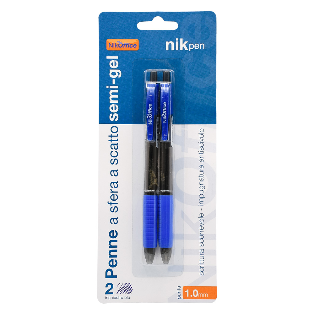 Penna a scatto con clip inchiostro blu – 2 pezzi Senza marca
