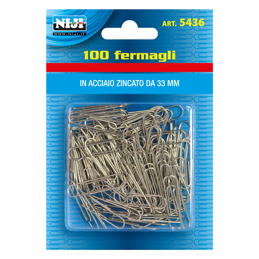 Fermagli per carta metallo mm.33 – 100 pz Lebez