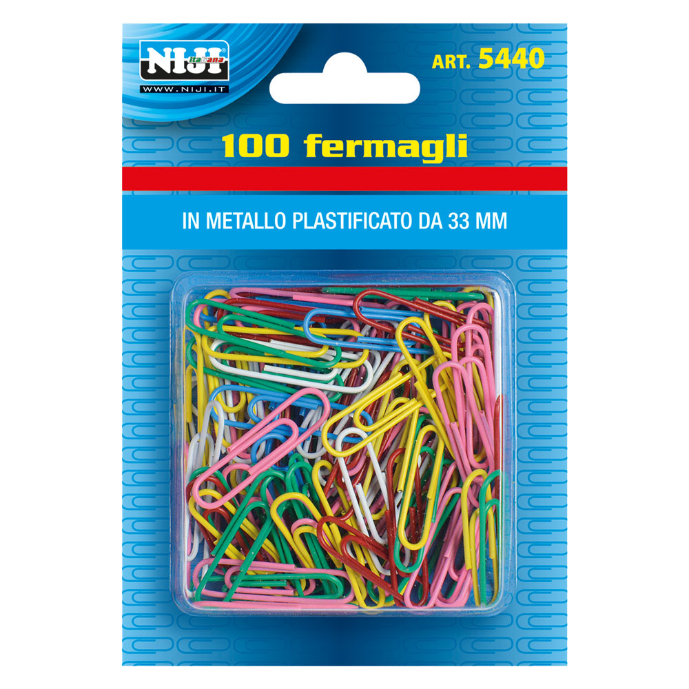 Fermagli per carta metallo plastificato mm.33 – 100 pz Lebez