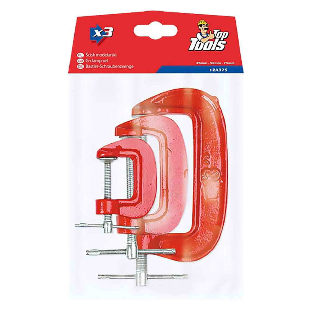 Morsetti a ‘c’ serie 3 pezzi Toptools
