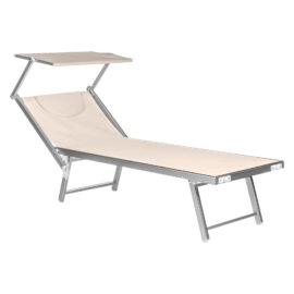 Lettino spiaggia con parasole 'budelli' cm. 188 x 67 x h.38 - colore tortora Lif