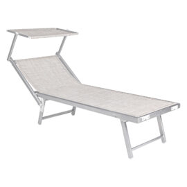 Lettino spiaggia con parasole 'budelli' cm. 208 x 85 x h 40,5 - colore grigio Lif