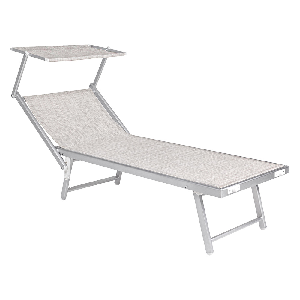 Lettino spiaggia con parasole ‘budelli’ cm. 208 x 85 x h 40,5 – colore grigio Lif