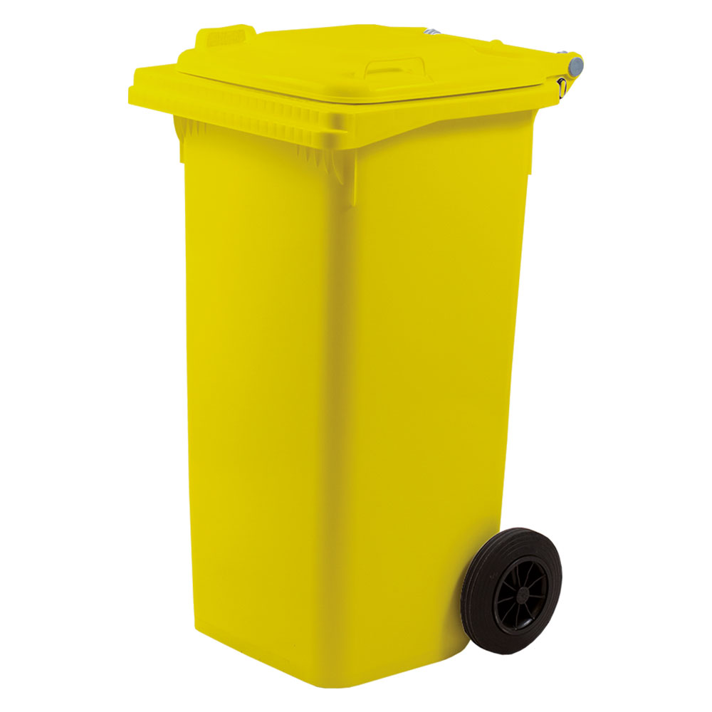 Bidone immondizia carrellato lt. 120 – cm 55 x 50 x 94 giallo Ics
