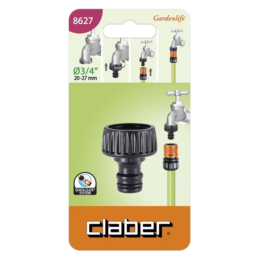 Attacco a rubinetto art. 8627 – 3/4 blister Claber