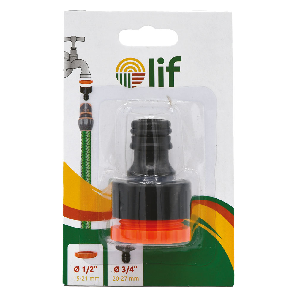 Attacco a rubinetto multifiletto   1/2 – 3/4 – blister Lif