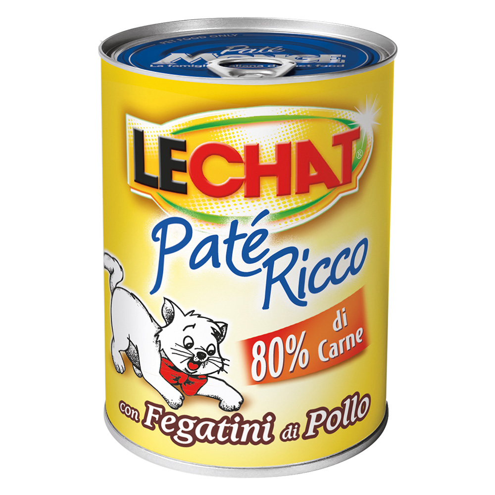 Pate’ per gatti ‘lechat ricco’ fegatini di pollo – gr 400 Monge