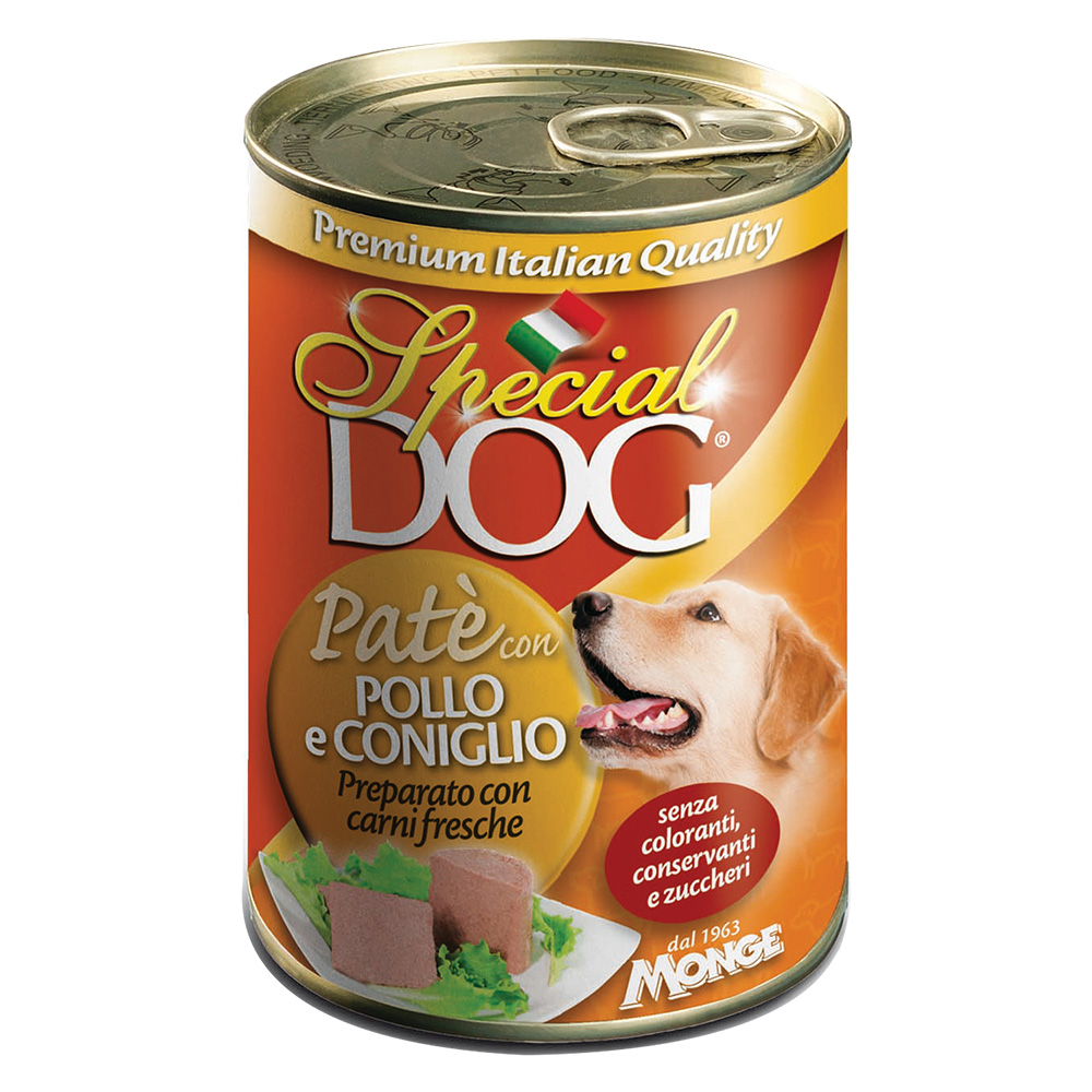 Pate’ per cani ‘special dog’ pollo e coniglio – gr 400 Monge