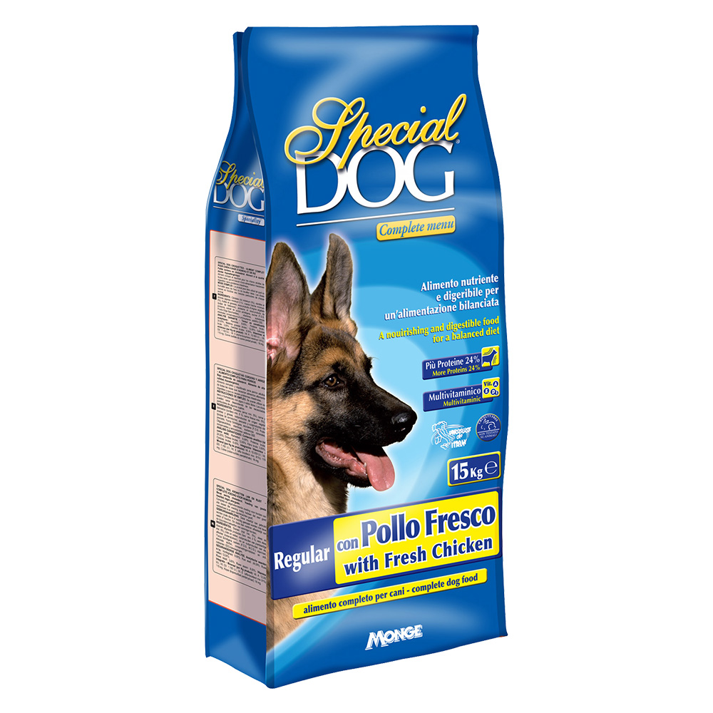 Crocchette per cani adulti ‘special dog’ regular c/pollo fresco – kg 15 Monge