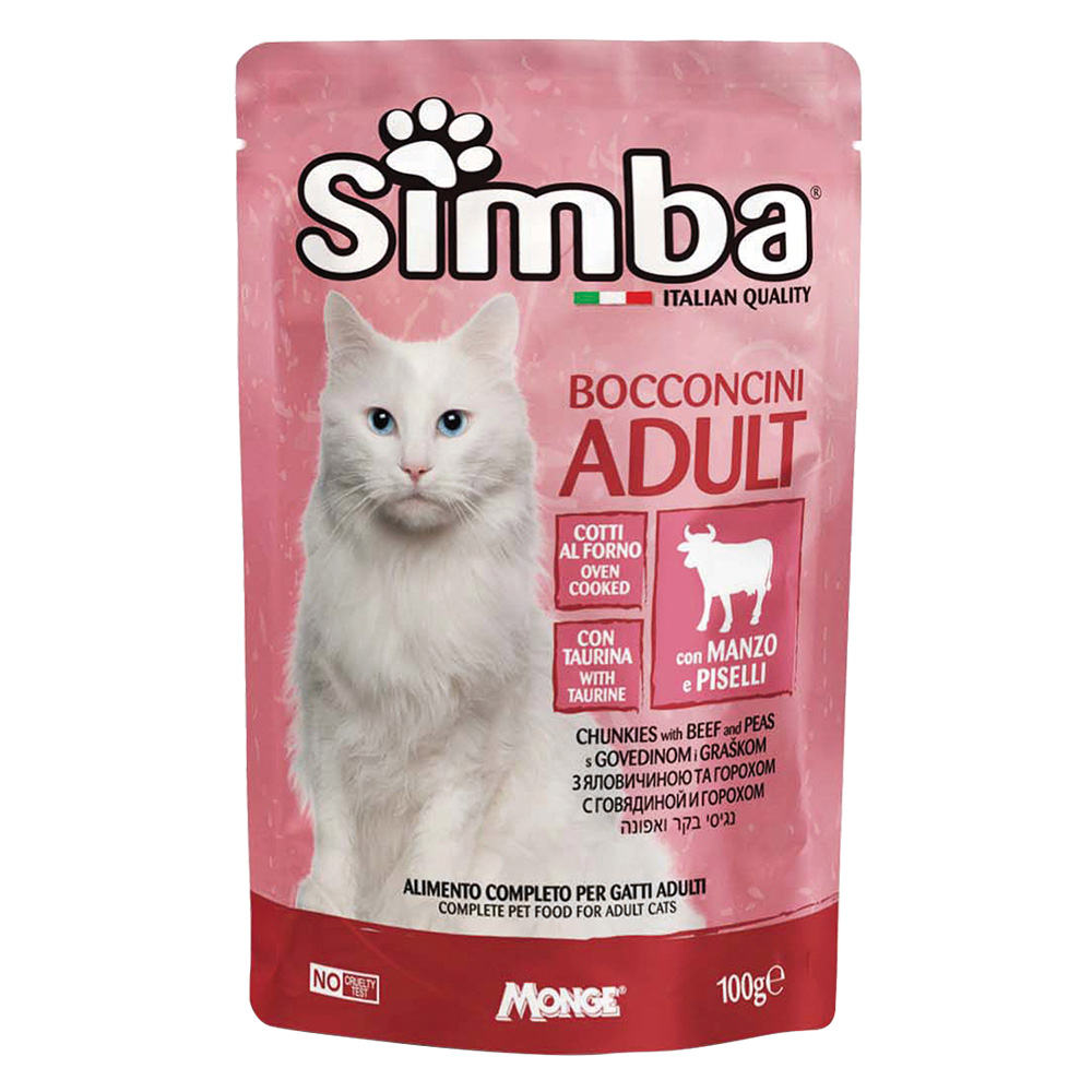 Bocconcini per gatti ‘adult’ manzo e piselli – gr 100 Monge