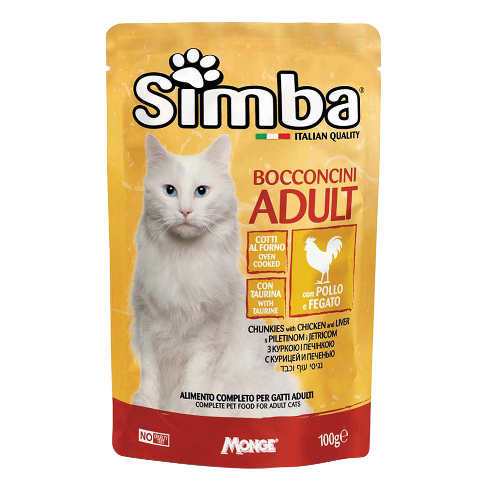 Bocconcini per gatti ‘adult’ pollo e fegato – gr 100 Monge