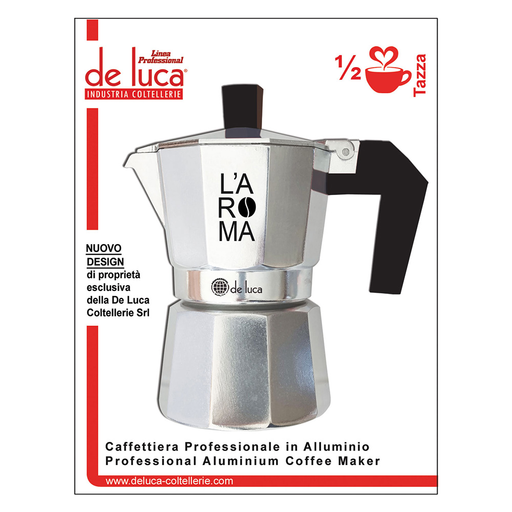 Caffettiera m.co nero – 1/2 tazza De luca