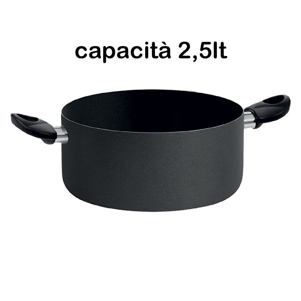 Casseruola due manici ‘black line’ Ø cm. 16 – h.8 – capacità 2,5 lt. Pentalux