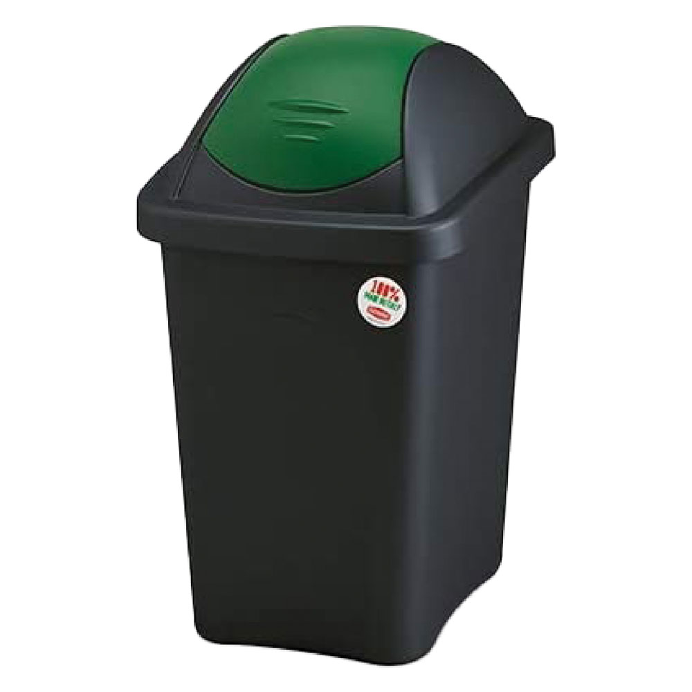 Bidone immondizia ‘multipat’ lt. 30 – cm 29 x 39 x h.50 – nero/verde Stefanplast