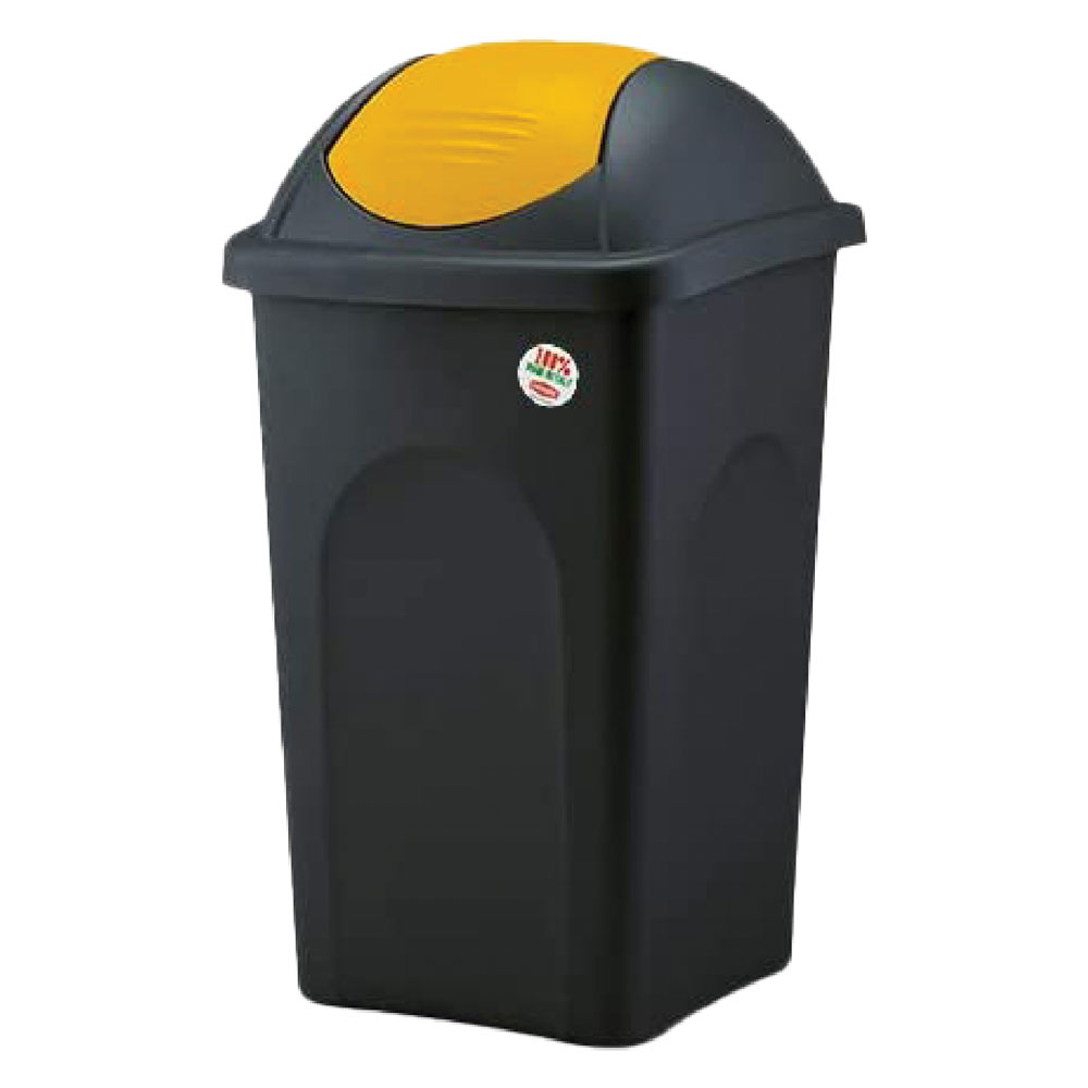 Bidone immondizia ‘multipat’ lt. 60 – cm 39 x 39 x h.68 – nero/giallo Stefanplast