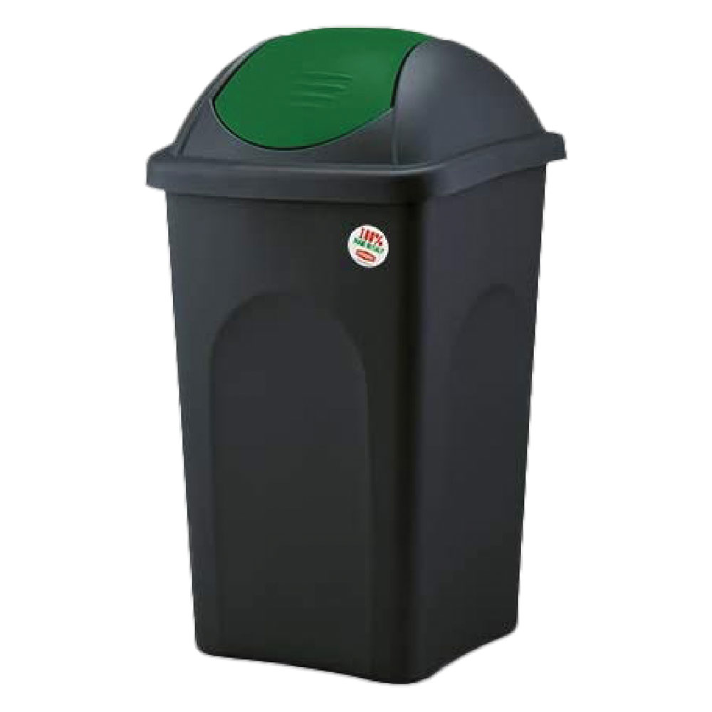 Bidone immondizia ‘multipat’ lt. 60 – cm 39 x 39 x h.68 – nero/verde Stefanplast