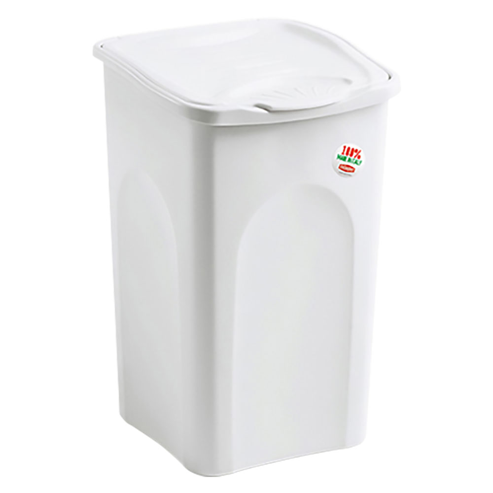Portabiancheria tutto chiuso ‘primavera’ lt.50 cm 37 x 37 x h 56 bianco Stefanplast