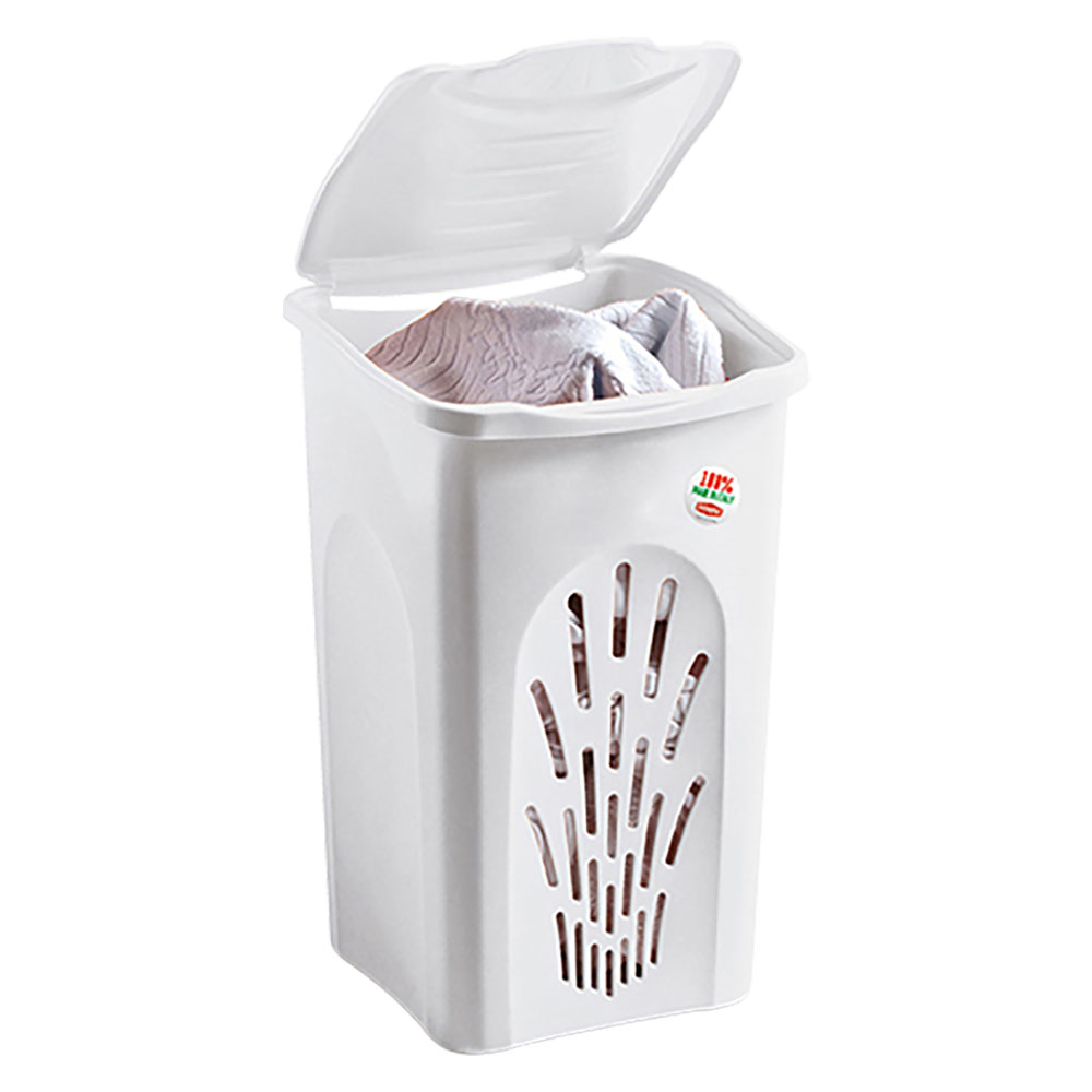 Portabiancheria ‘traforato’ lt. 50 cm 37 x  37 x  h 56 bianco Stefanplast