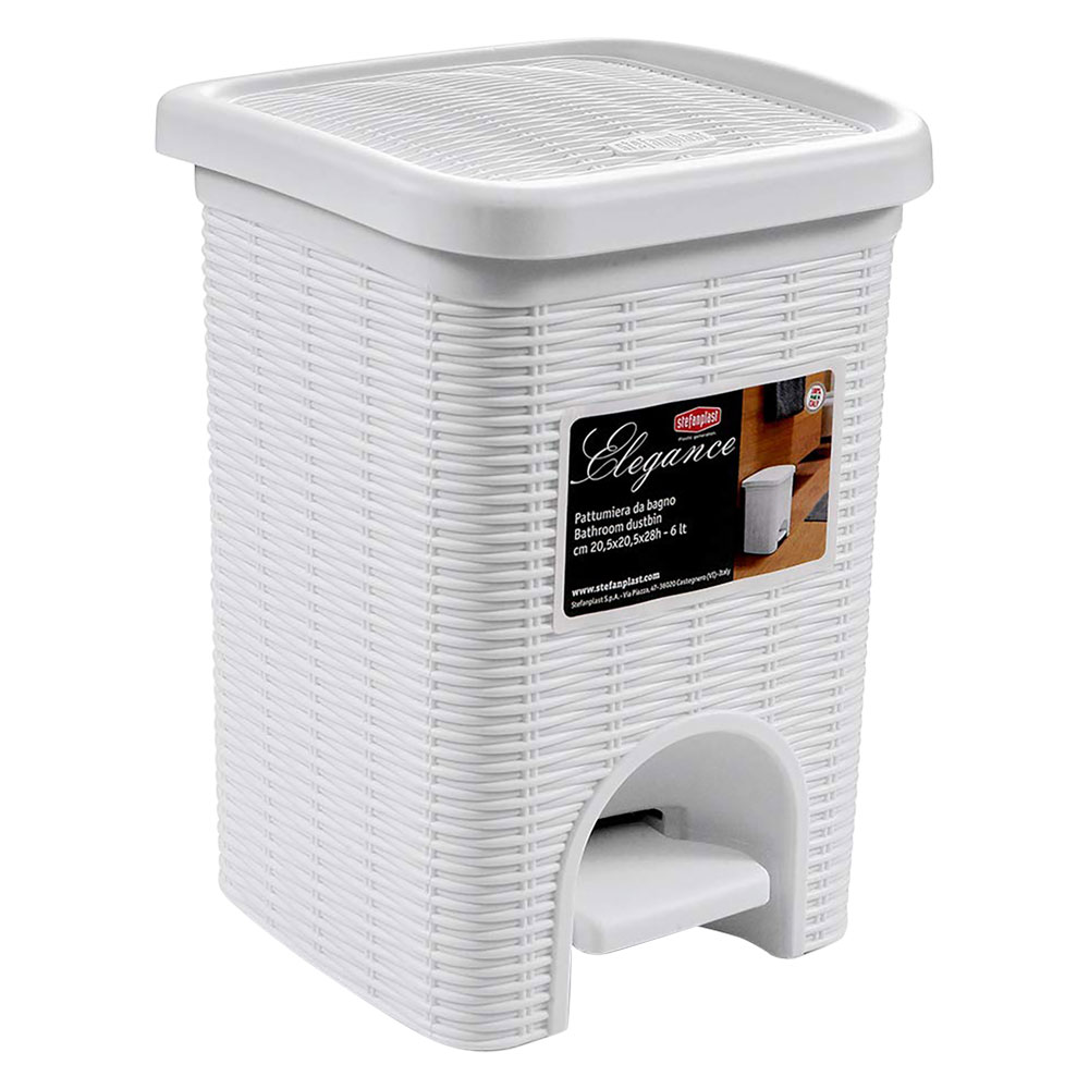 Pattumiera a pedale ‘elegance’ lt. 6 – col. bianco Stefanplast
