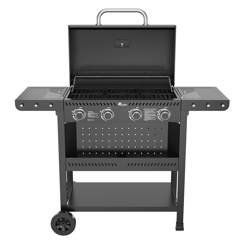 Barbecue a gas carrellato ‘kasagrill’ mod. 4 fuochi -kw 2.5 x 4 – cm 124,7 x 102 x 55 Kasart