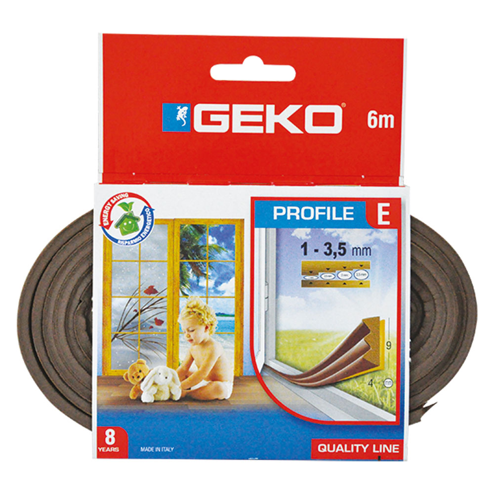 Parafreddo in gomma per porte e finestre ‘strip’ mm 9 x mt. 6 marrone Geko