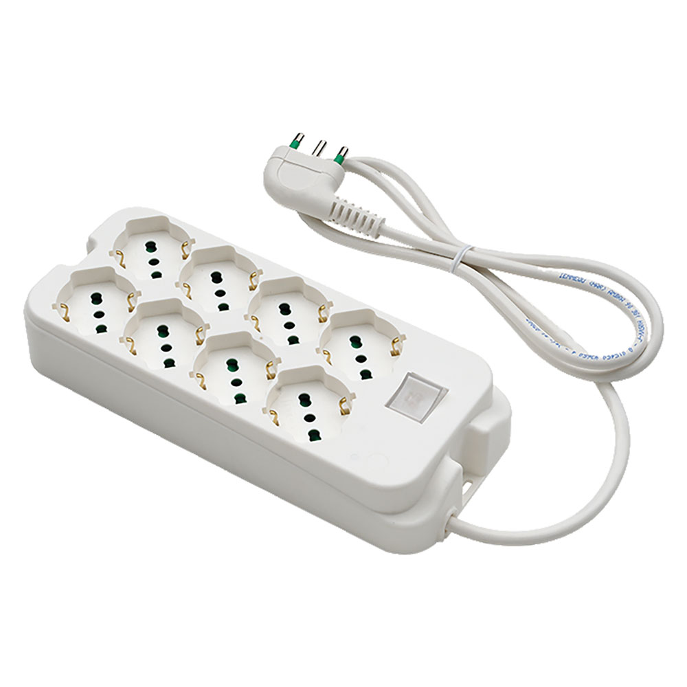 Multipresa con interruttore 8 uscite / spina 2p+t 16a – bianca Fanton