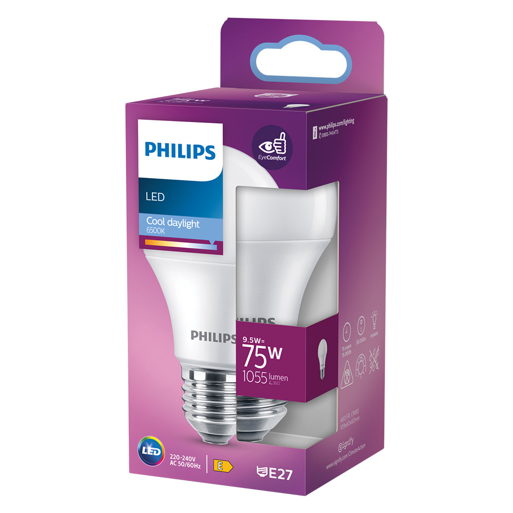 Lampada a led ‘goccia’ fred. 6500k 9,5 w=75w e27 – 1055 lm Philips