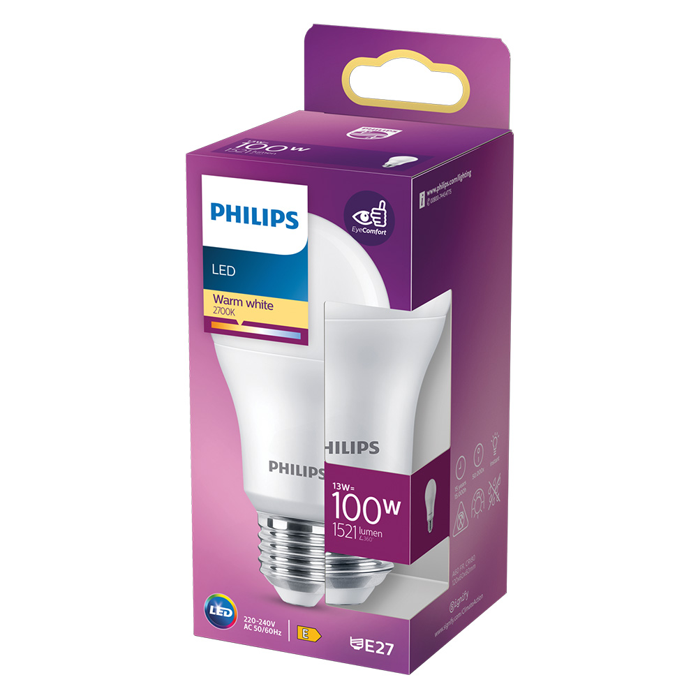 Lampada a led ‘goccia’ calda 2700k 13 w=100w e27 – 1521 lm Philips