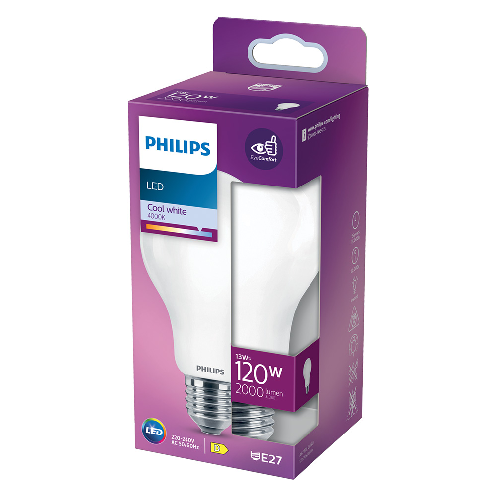 Lampada a led ‘goccia’ natur.4000k 13 w=120w e27 – 2000 lm Philips