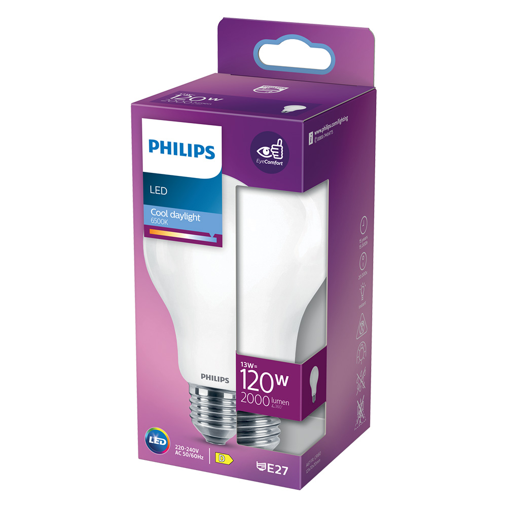 Lampada a led ‘goccia’ fredd.6500k 13 w=120w e27 – 2000 lm Philips