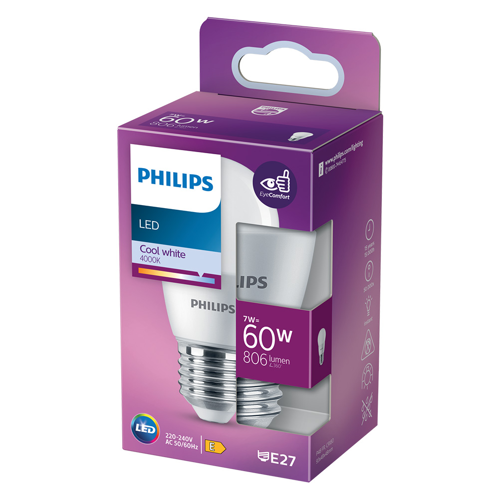 Lampada a led ‘sfera’ natur.4000k 7 w=60w e27 – 806 lm Philips