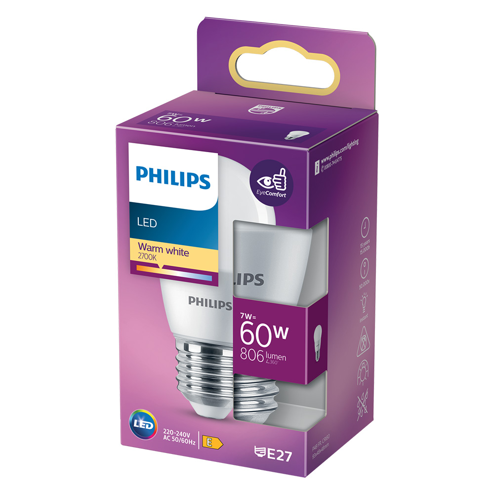 Lampada a led ‘sfera’ calda 2700k 7 w=60w e27 – 806 lm Philips