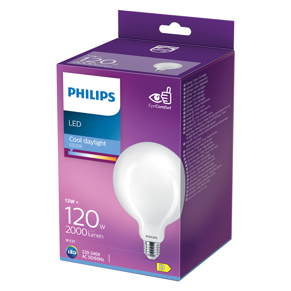 Lampada a led ‘globo’ fredd.6500k 13 w=120w e27 – 2000 lm Philips
