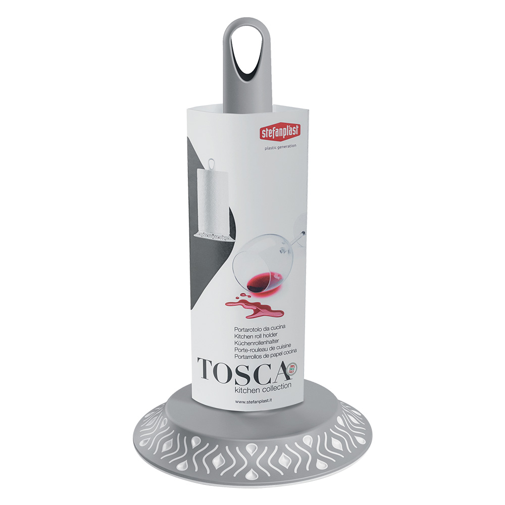 Portarotolo da cucina ‘tosca’ grigio/bianco Stefanplast