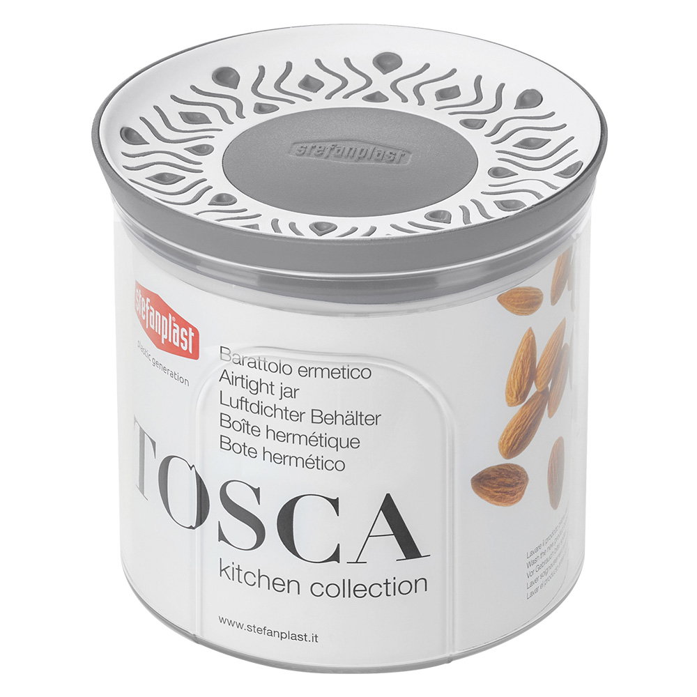 Barattolo tondo ‘tosca’ grigio/bianco Stefanplast