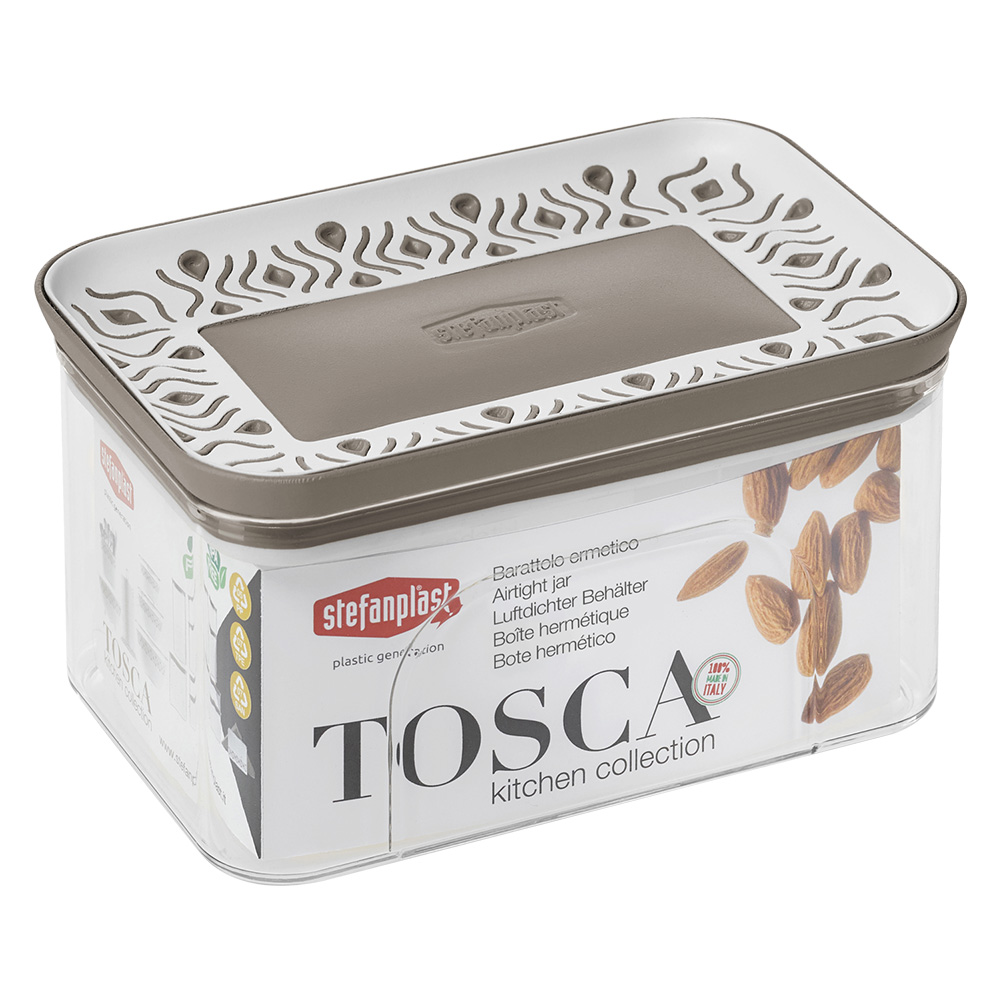 Barattolo rettangolare ‘tosca’ bianco/tortora Stefanplast