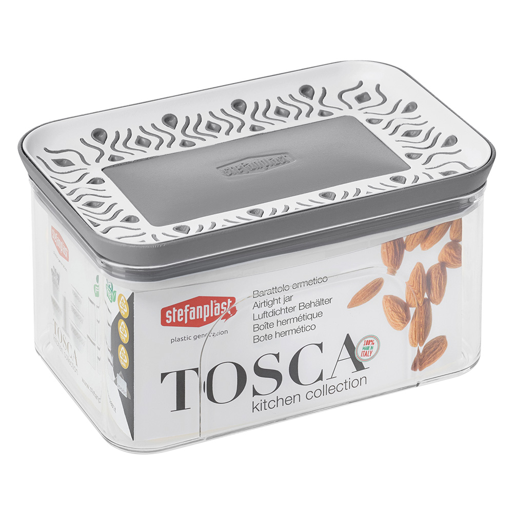 Barattolo rettangolare ‘tosca’ grigio/bianco Stefanplast