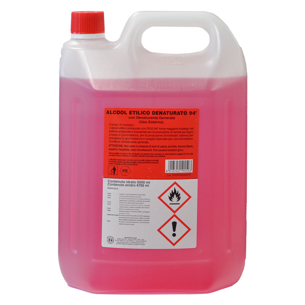 Alcool etilico denaturato 94% vol. – lt. 5 Sprintchimica
