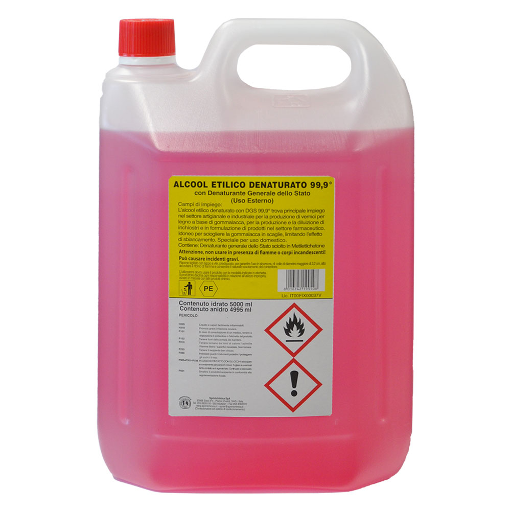 Alcool etilico denaturato lt. 5 – 99,9 % vol. Sprintchimica