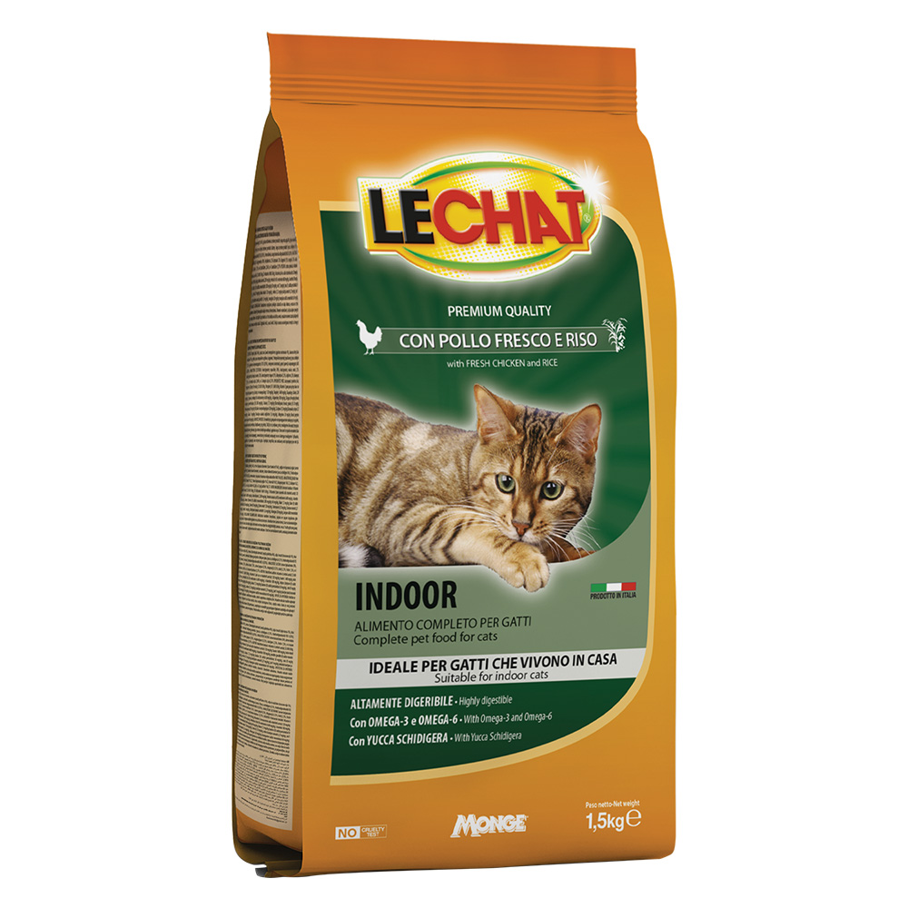 Croccantini per gatti ‘lechat indoor’ pollo e riso – kg 1,5 Monge