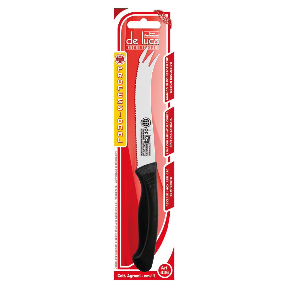 Coltello per agrumi seghettato lama mm 110 De luca