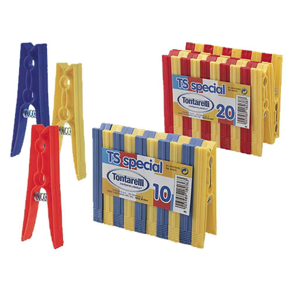 Mollette per bucato cf. 10 pezzi – colori assortiti Tontarelli
