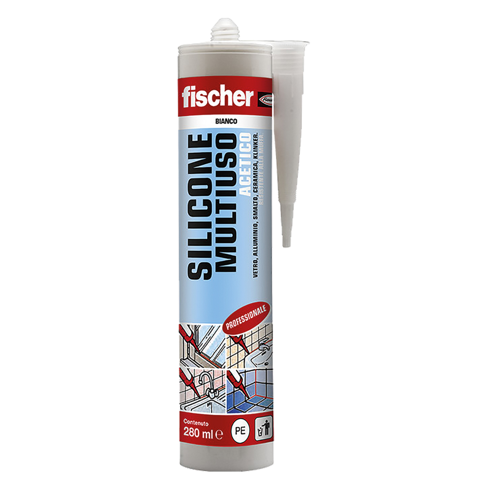 Silicone acetico multiuso ral 9005 nero ml 280 Fischer