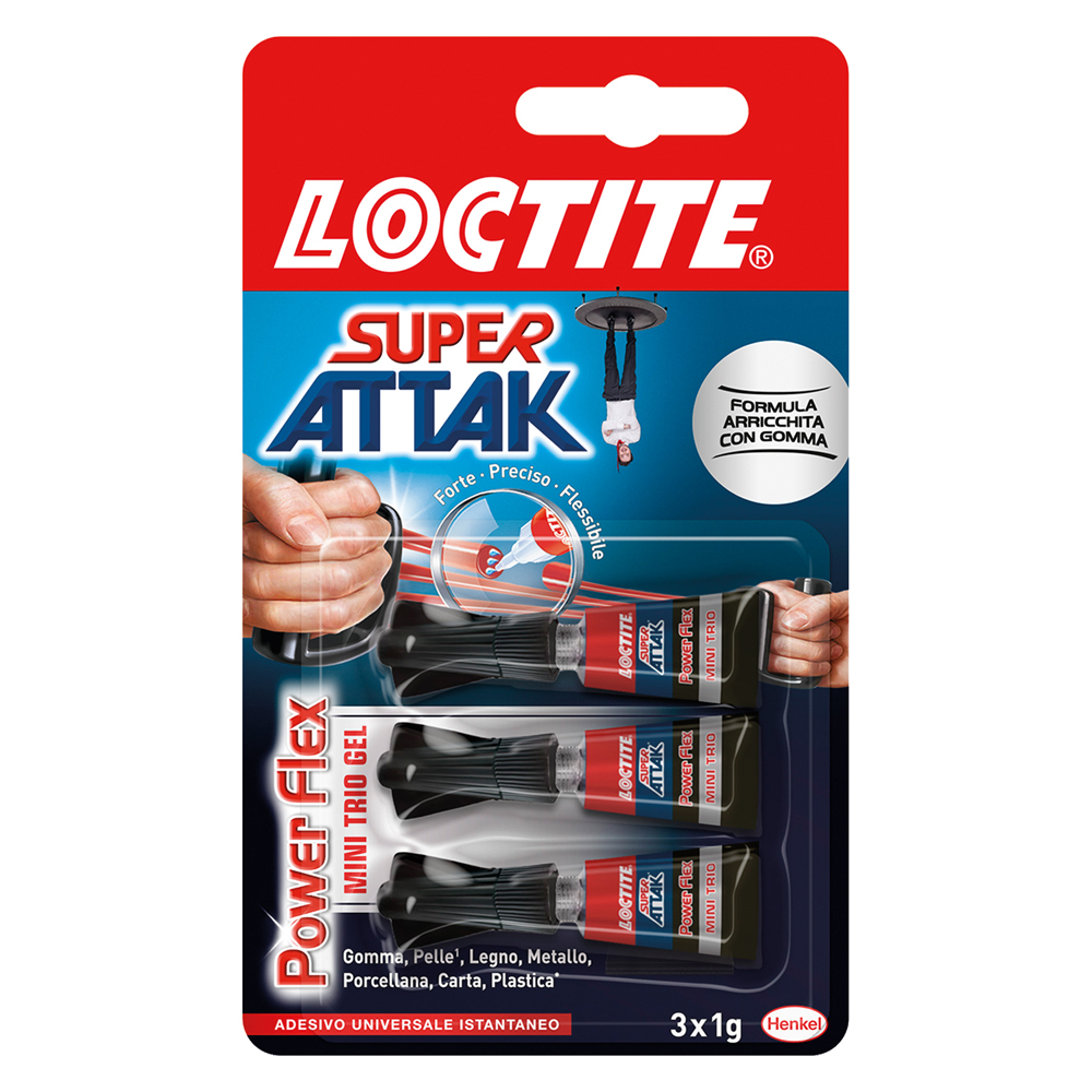 Super attak ‘power flex’ 3 pezzi da gr.1 – mini trio gel Loctite