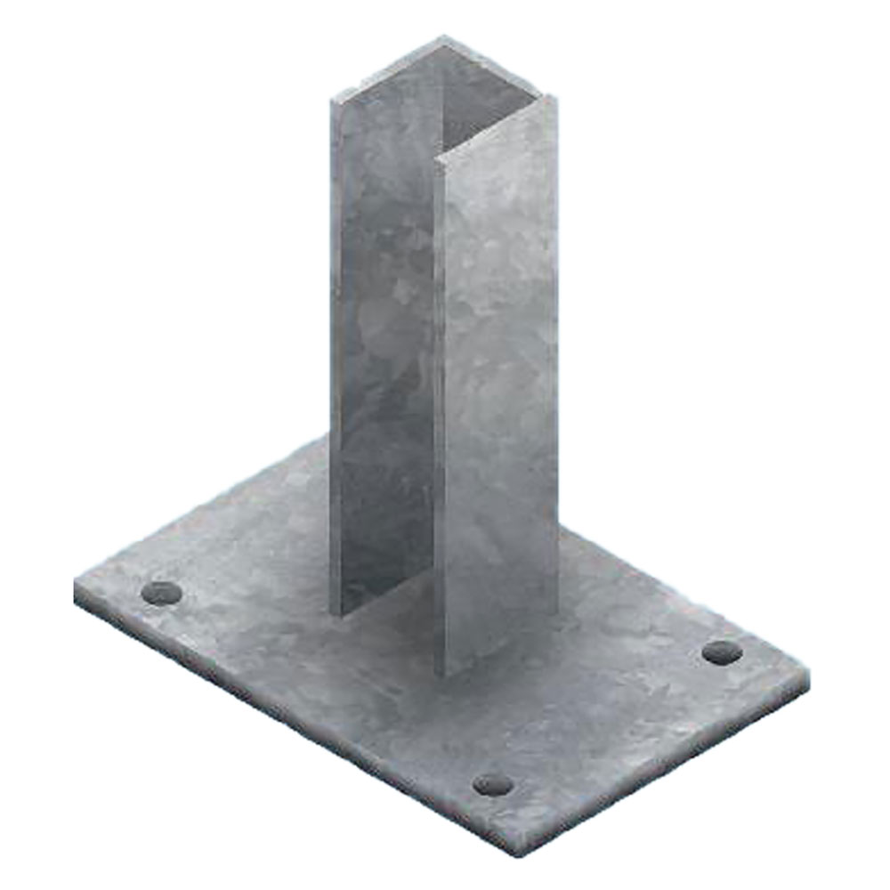 Base supporto per paletto quadro zincata – per paletto mm 50 x 50 Ferro bulloni