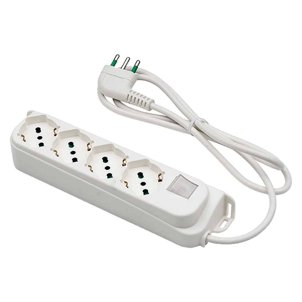 Multipresa con interruttore 3 uscite / spina 2p+t 16a – bianca Fanton